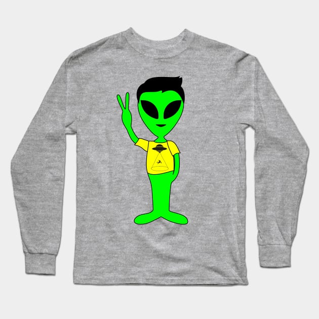 Peace Alien - Hypnocritical Kidnapping UFO T-Shirt Long Sleeve T-Shirt by EDDArt